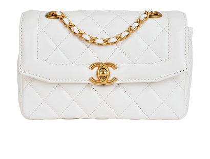 Mini Flap Bag, &pound;3,500, Handbags, White, Lambskin Leather, Front view